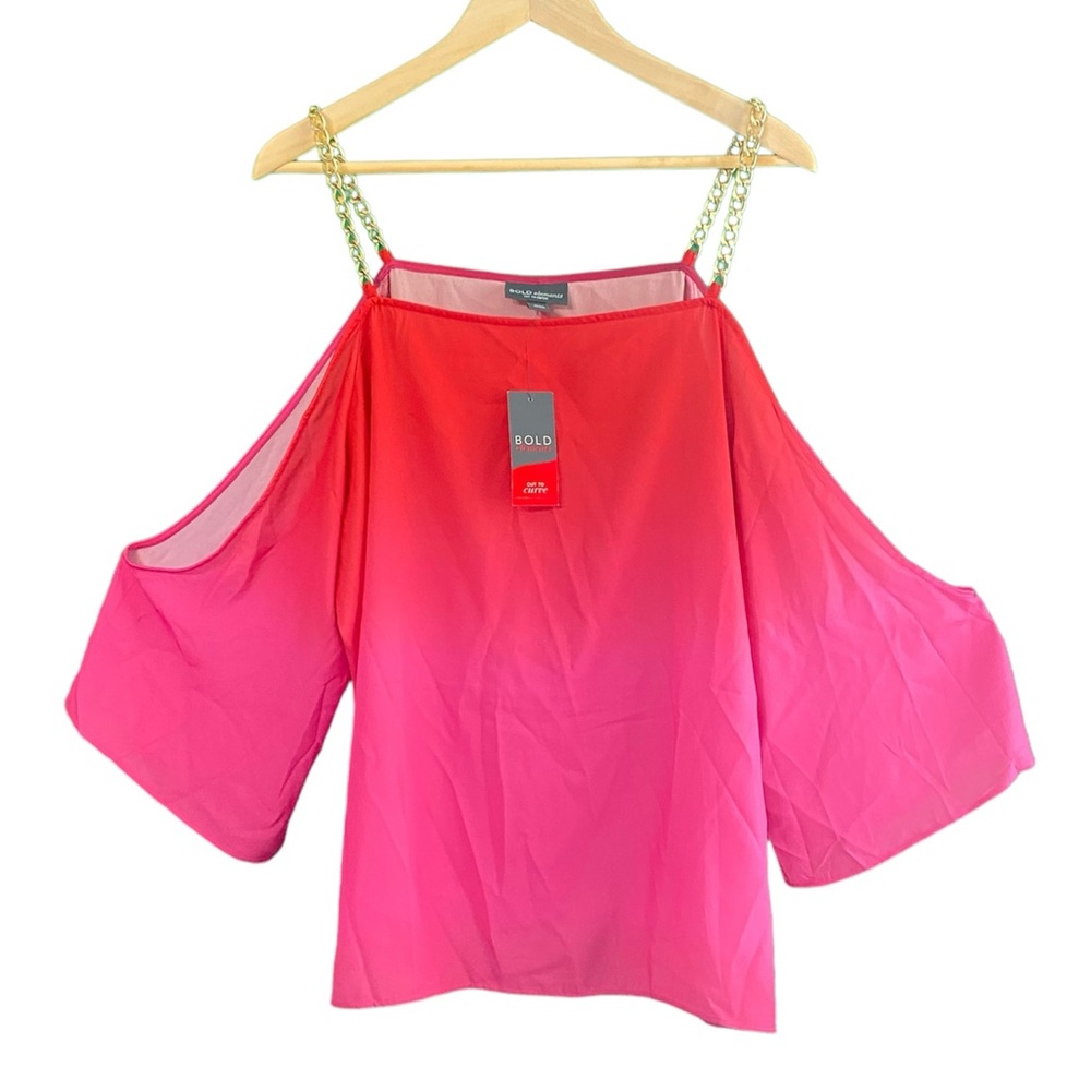 Bold Elements Cut to Curve Dip Dye Top with Chain Straps
